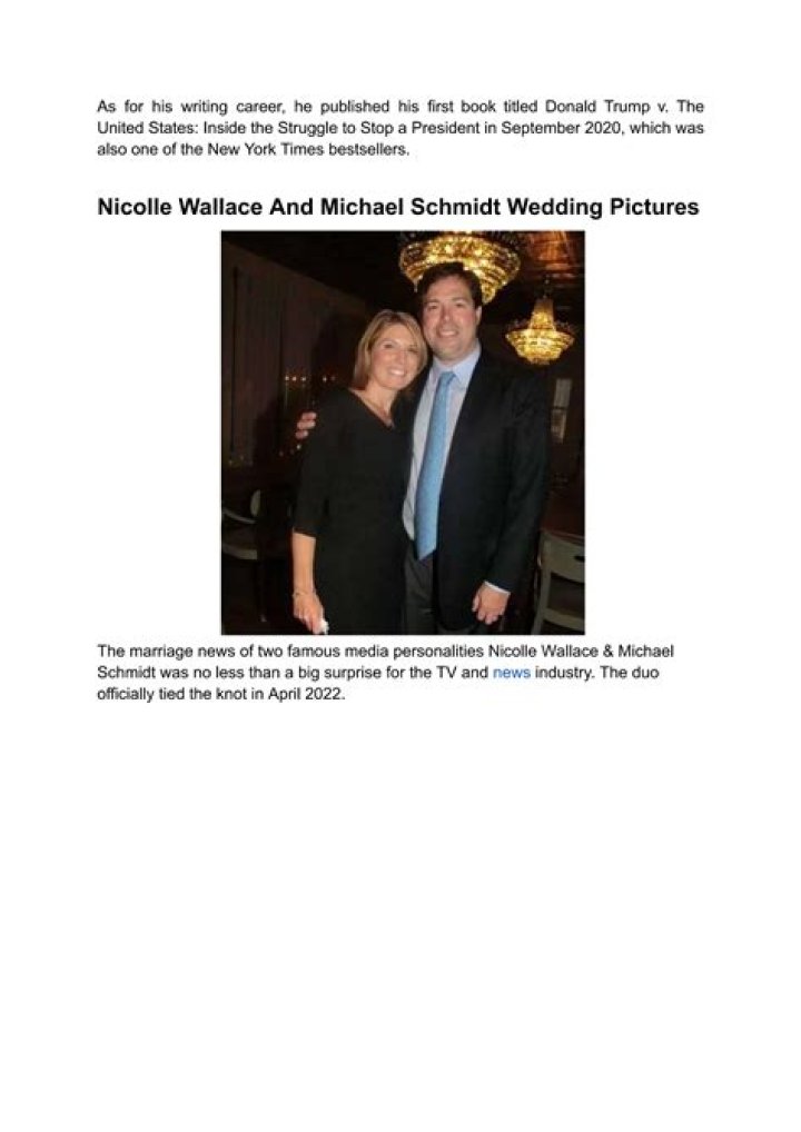 Michael S. Schmidt and Nicolle Wallace Wedding: A Comprehensive Insight